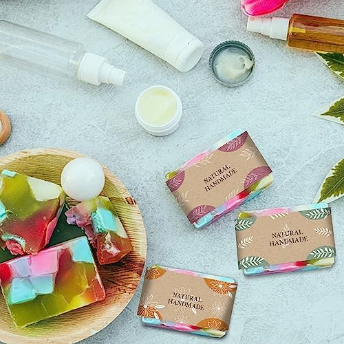 PH PandaHall 90pcs Wrap Paper Tape, 9 Style Vintage Band Label Flower Paper Tag Wrapper Sleeves Covers Vertical Tags for Handmade Soap Lotion Bars Bath Gift Wrapping, 8.5x1.9 inch