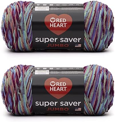 Red Heart Super Saver Jumbo Yarn for Crocheting, Starburst Print, 2-Pack
