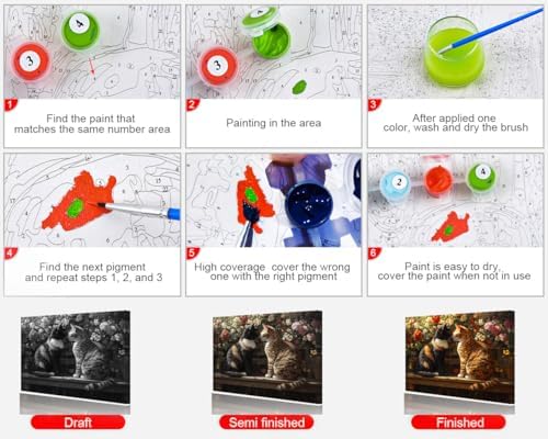 TUMOVO Cats DIY Paint by Numbers Kit for Adults