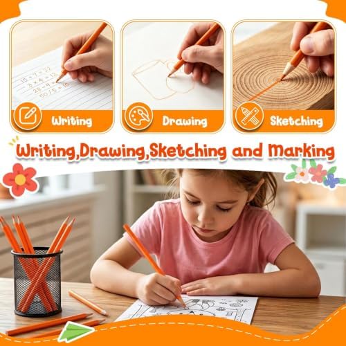 24 PCS Orange Colored Pencils, Pre-sharpened Professional Wooden Art Pencils Set for Artists Painting | Premium Drawing Sketching Supplies