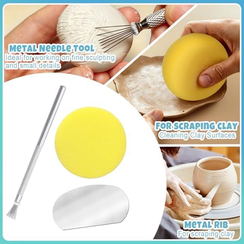 Aukney 100ML Air Dry Clay Varnish and 29pcs Tool Kit, High Gloss Air Dry Clay Glaze, Sealant, Prevent Clay from Cracking, and Scratch Resistant - Pottery Tools for Stippling, Shaping Clay Crafts