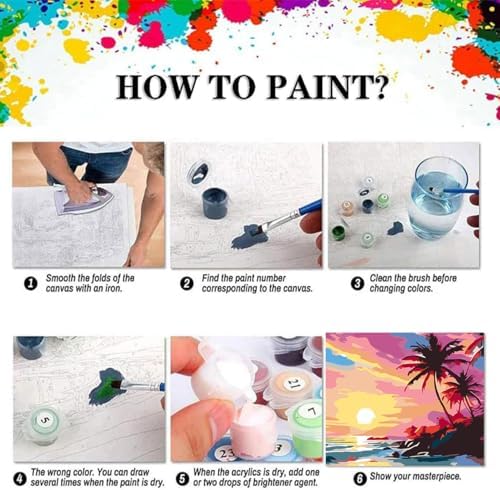 EIBEILI Seaside Scenery Paint by Numbers Kit for Adults Beginner,Sunset Beach Adult Paint by Number Kits on Canvas,Easy Canvas Paint by Numbers for Adults for Home Wall Decoration 12 X 16 inch