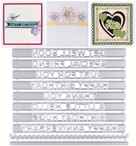 Lapoo Words Cutting Die for Scrapbooking - Durable, Cut Stencils for DIY Scrapbook Photo Album Decorative Paper Card, Card Making Supplies Party Wedding Decorations (Blessing Words 4.5 x 3.5 in)