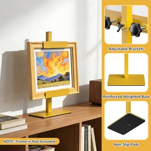 Tabletop Easel Stand Picture Easels for Display Up to 15.5" H Gold Picture Frame Stand Table Top Easel Metal Picture Easel for Photos, Painting, Artwork, Books (Base: 1.32 lbs)