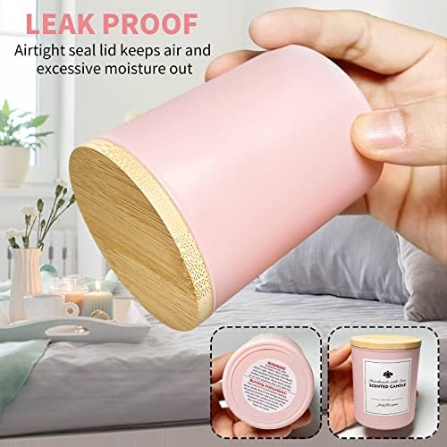 SUPMIND 10oz Pink Glass Candle Jars with Lids,12pcs for Candle Making