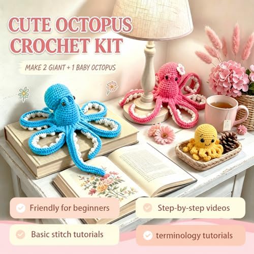 MAGIMUSE Crochet Kit for Beginners, Octopus Family Amigurumi Craft Kit