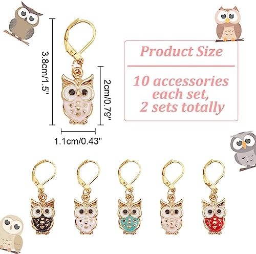 NBEADS 20 Pcs 5 Colors Owl Stitch Markers, Alloy Enamel Crochet Charms Stitch Marker Knitting DIY Gift for Knitting Weaving Sewing Accessories Quilting Jewelry Making