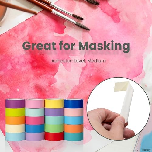 20PCS Colored Washi Tape, Kids Art Supplies Colored Tape, DIY Craft Tape, Colored Tape Rolls, Colored Painters Tape 1.52cm x 5m (0.6In x 328feet Total)