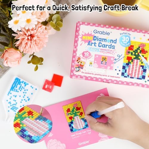 Grabie Mini Diamond Painting Cards Kit, 10 Pack Square Drill, Cozy Moments