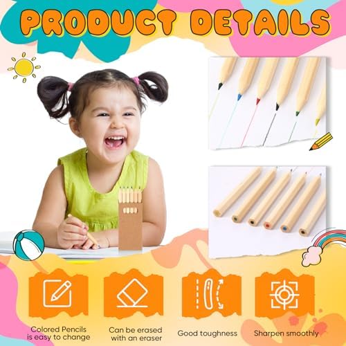 Faccito 10 Packs Mini Colored Pencils Bulk for Kids, 6 Colors