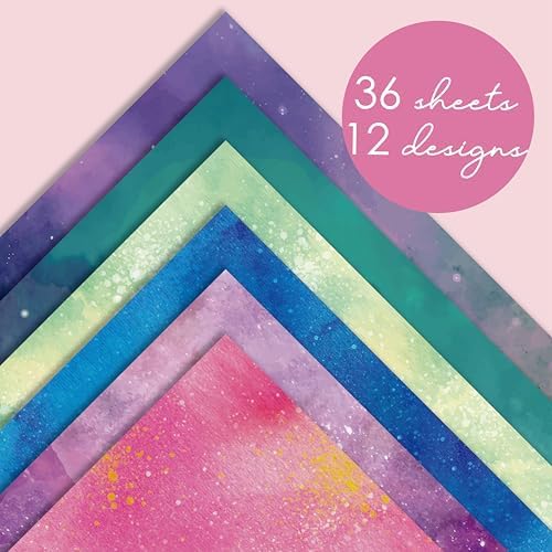 36 Sheets 6x6 Double Sided Cardstock Paper Pad - Shimmer Watercolor Pearl - 200gsm Heavyweight Decorative Scrapbook Paper for Card Making Journaling Origami Scrapbooking Supplies