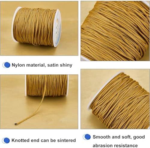 PH PandaHall 1.5mm 100 Yards Camel Nylon String for Bracelets, Beading Thread Nylon Cord Blind Cord Braided Lift Shade Cord Wind Chime Replacement String for Bracelet Making, Windows Rollers Repair