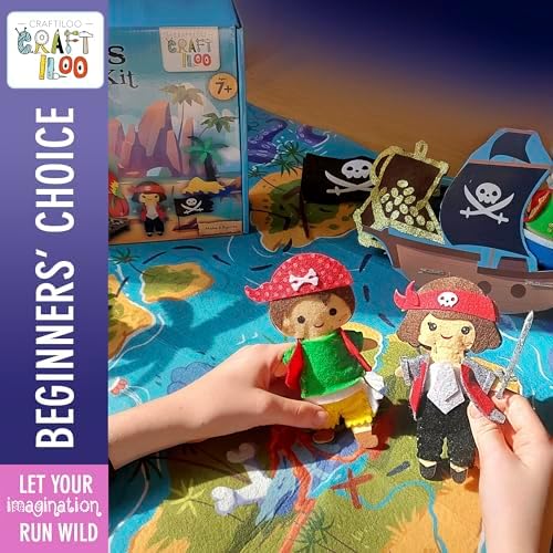 Pirates Sewing Kit for Kids Ages 8-12 - Pre-Cut Felt Pillow Plush Craft