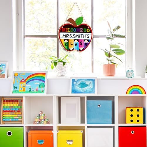 Large Welcome Sign for Classroom Decoration Crafts Hanging to Paint DIY Blank Unfinished Back to School Door Wreath for Front Door Wall Signs Welcome to Our Class Signs for Teacher Supplies