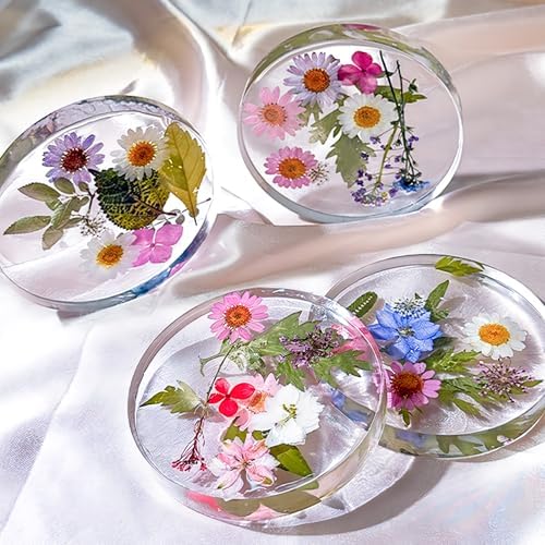 Silicone Resin Coaster Mold Set, 3.93-Inch Round, 0.82-Inch Deep Reusable Flexible Mold for Epoxy Resin Casting with 3 Tools, LeilieCSC