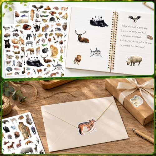 LINAYE 45 Sheets Animals Stickers for Kids Jungle Zoo Animals Stickers