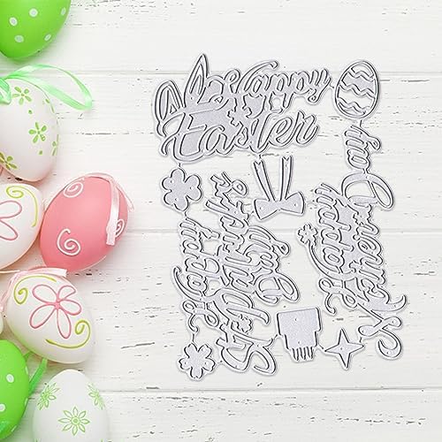 Hying Happy Easter Words Cutting Dies for Card Making, Happy Saint Patrick Day Letters Die Cuts Mother's Day Flowers Dies Stencils Embossing Template for Craft Scrapbooking DIY Photo Album Decorations