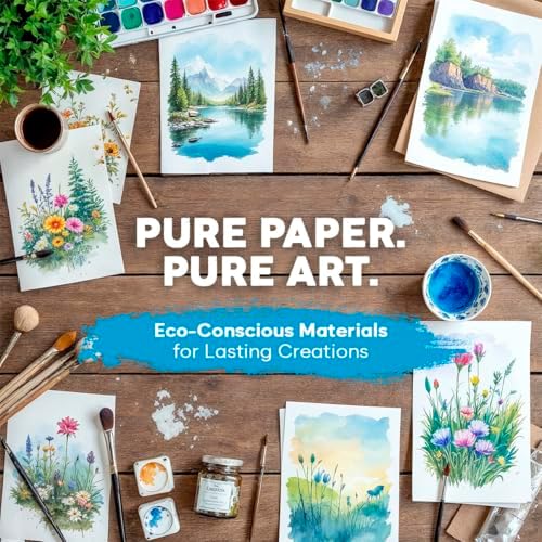 32 Sheets Watercolor Paper Pad - 5"x7" - Water Color Paper 140lb/300gsm - 100% Cotton Pulp - Art Supplies for Kids & Adults - for Painting, Artist Sketch, Easel, Loose Drawing
