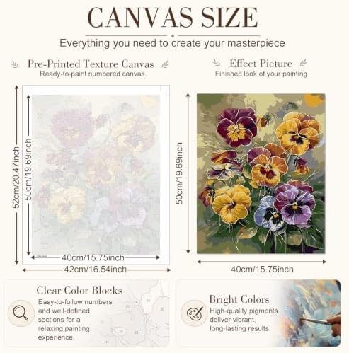 TELMOXA Flowers Paint by Numbers Kit for Adults, 16x20 in