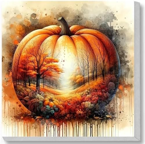 Fall Paint by Numbers Kit for Adults,Pumpkin Paint by Number With Frame