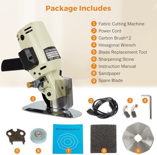 BEAMNOVA Electric Rotary Cutter for Fabric, Cloth Cutting Machine