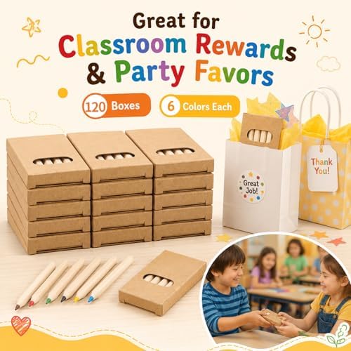 gisgfim 120 Packs Mini Colored Pencils Bulk for Kids 3.5'' Short Colored Pencil in Box Pre-sharpened Drawing Pencil 6 Color Mini Pencils for Student Teacher Classroom Easter Gift Painting Party Favor