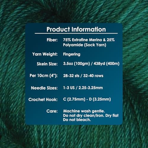 KnitPro Symfonie Fingering Weight Merino Wool Yarn 100g, Deep Emerald