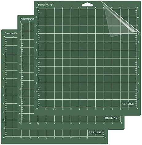REALIKE 12x12 StandardGrip Cutting Mat Compatible with Cricut Maker 3/Maker 4/Maker/Explore 3/4/Air 2/Air/One(3 Mats), Green Standard Gridded Adhesive Cut Mat for Crafts