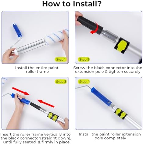 INCLY 34PCS Paint Roller Kit with Extension Pole, 2 to 4 Ft Pole