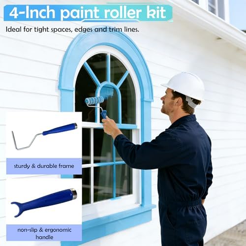 23Pcs Upgraded Paint Roller Kit - 9"&4" Frames, 4x9"/4x4" Microfiber Covers, Paint Tray with 4 Liners, Roller Cleaner & Complete Painting Supplies for House Wall Painting