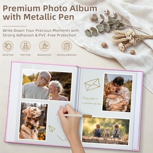 Popotop Photo Album Self Adhesive Scrapbook Album for 4x6 5x7 8x10 Pictures DIY Photo Book as Scrapbooking Supplies Kits, Birthday Gifts for Women Mom Wedding Baby Family Travel