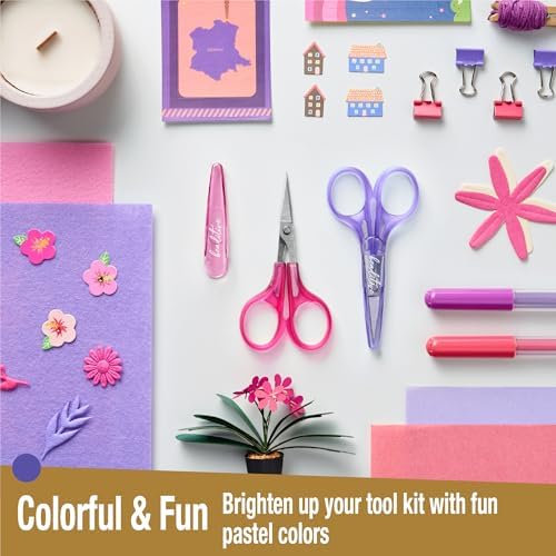Beaditive High Precision Detail Scissors Set (2-Pc) Sharp, Fine Tips | Paper Cutting, Scrapbooking, Sewing, Crafting | Stainless Steel | Protective Cover (Jelly)