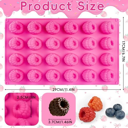 Small Raspberry Fruit Molds, Raspberry Molds Silicone 24-Cavity