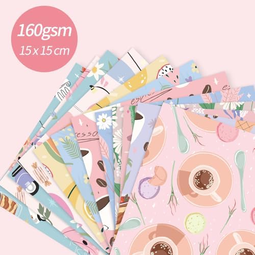 6x6" Cardstock Single Sided Scrapbooking,Craft Decorative Scrap Book Paper | 160gsm,24-Sheet 12Patterns Colored Paper,Junk Journal Supplies,Vivid Origami Papers DIY Craft Gift Wrapping Album.Cartoon
