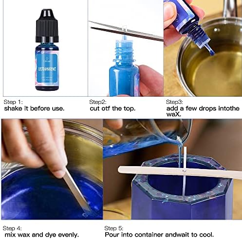 Oil-Based Candle Dye Non-Toxic Non-Irritating for DIY Making Supplies - Vibrant Concentrated Coloring for Soy Wax Dyes, Beeswax, Gel Wax, Candle Making Kit