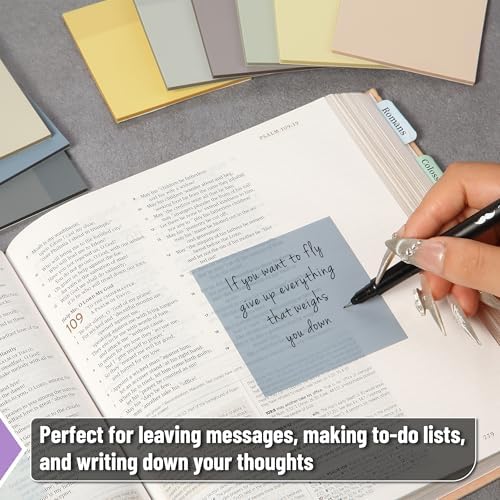 Mr. Pen- Transparent Sticky Notes, 3" x 3", 12 Pads, 600 Sheets | See Through Self-Adhesive Notes for Bible Journaling and Studying, Water-Resistant, Easy to Peel, Clean Removal