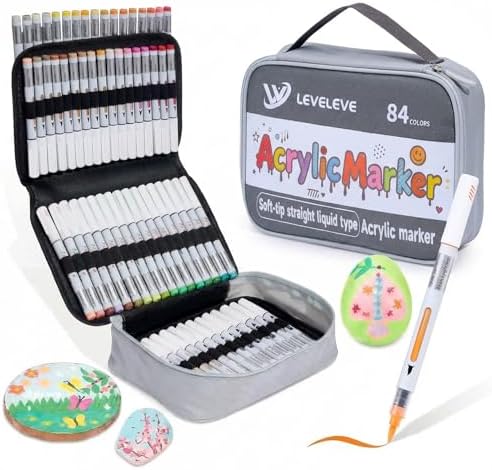 Acrylic Paint Markers with Flexible brush tip, 84 colors Acrylic Paint Pens
