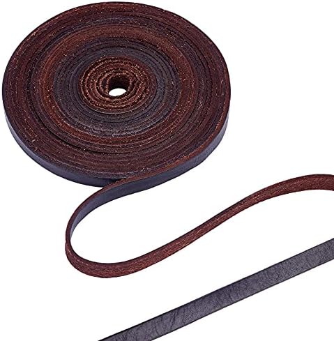GORGECRAFT 197 Inch 0.4"/10mm Dark Brown Genuine Leather Strap Full Grain Belt Blank Strips Flat Leather Cord for Jewelry Making DIY Craft Sewing Projects Belts Keychains