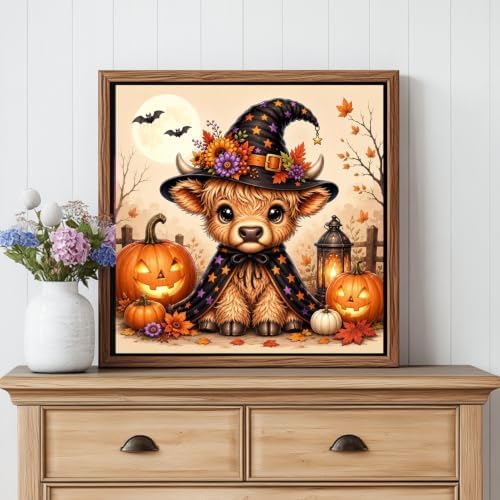 CRZMODE Halloween Paint by Numbers Kit for Adults, Cow, 16x16inch