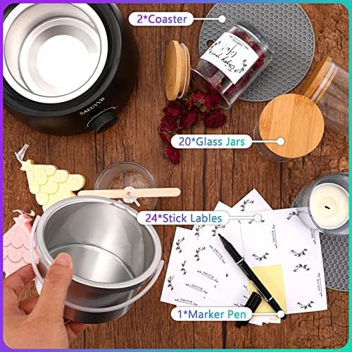 SAEUYVB 20 Pcs 6 oz Clear Glass Candle Jars with Bamboo Lids