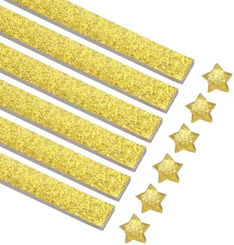 MECCANIXITY 360 Sheets Origami Paper Glitter Stars Papers Gold Fold Paper for Beginner Arts Crafts Projects,0.4 x 9.3 Inch