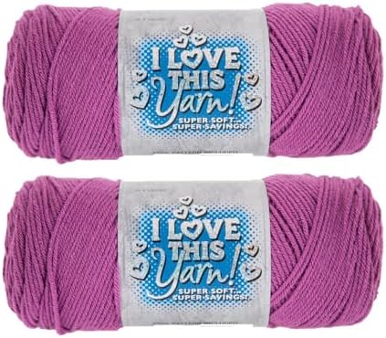Hobby Lobby I Love This Yarn, 100% Acrylic, 111 Hot Orchid, Set of 2