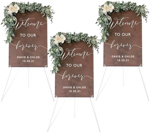 DANMO Easel Stand for Wedding Sign Poster 63'' Instant Display Easel for Floor Adjustable Metal Art Easel White 3 Pack