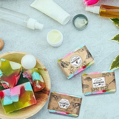 PH PandaHall 90PCS Soap Packaging Paper, 9 Styles Insect Soap Paper Tag Vertical Soap Kraft Paper Tag Soap Sleeves Covers for Handmade Soap Lotion Bars Bath Gift Wrapping, 8.2x1.9inch