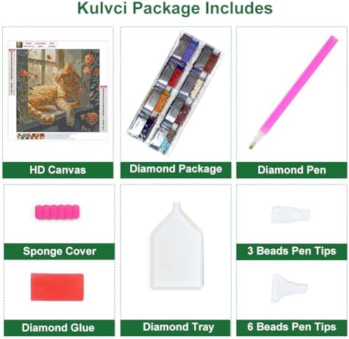 Kulvci Cat Diamond Painting Kits for Adults, Diamond Art Kits 12x12inch