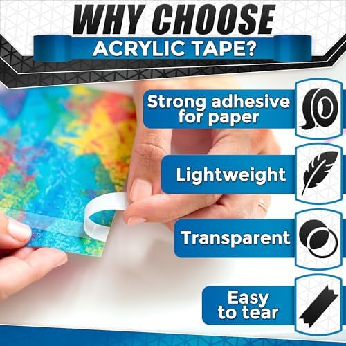 Oskal Double Sided Tape for Crafts, 0.4" × 60 Yds, Adhesive, Clear Finish