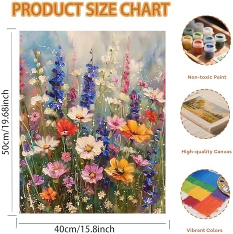 Pxzcrypha Wild Flowers Paint by Numbers Kit for Adults 16X20inch