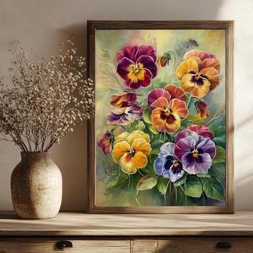 AIBOERL Paint by Numbers Kit for Adults Beginner, Pansies, 12X16In