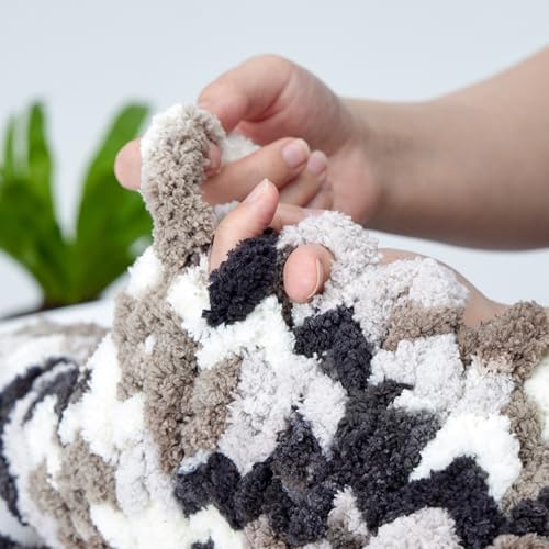 Bulky Chunky Yarn for Hand Knitting Blanket – #10 Jumbo Knitting Yarn, 1 Inch Thick Chenille Jumbo Yarn, No Knots Soft Machine Washable, Super Bulky Yarn 4 Pack for Crochet, Arm Knitting & Crafts