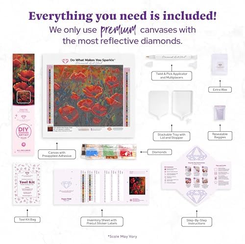 DIAMOND ART CLUB Poppy Field Diamond Art Kits for Adults